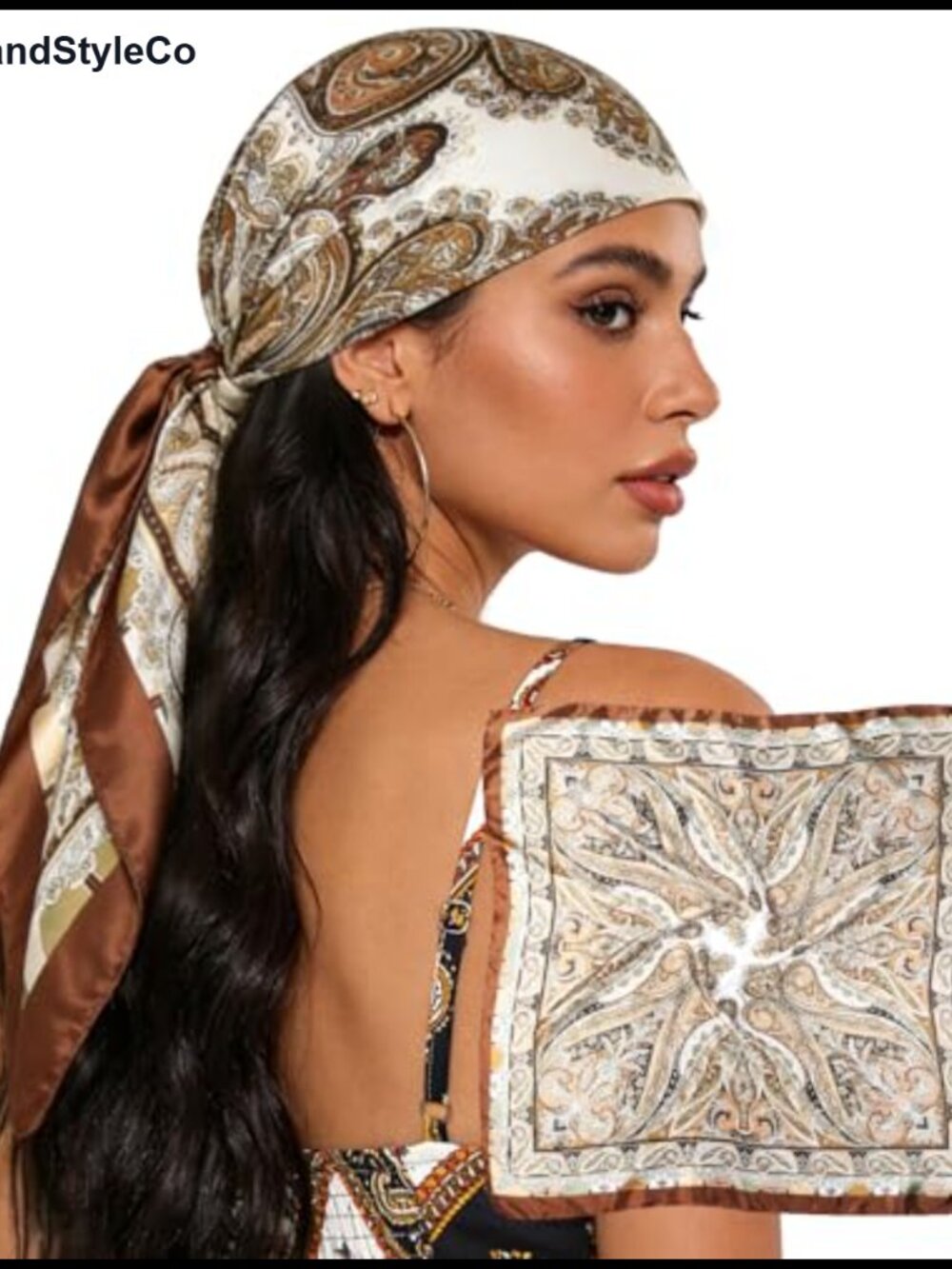 Large Square Silk-Like Hair Scarf Wrap Bandana 35 Inch Polyester